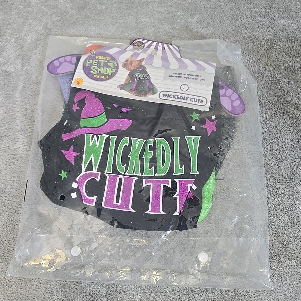 Rubie's Pet Shop Doggy Holloween Costume Large Purple‎ Green Wickedly Cute Tutu